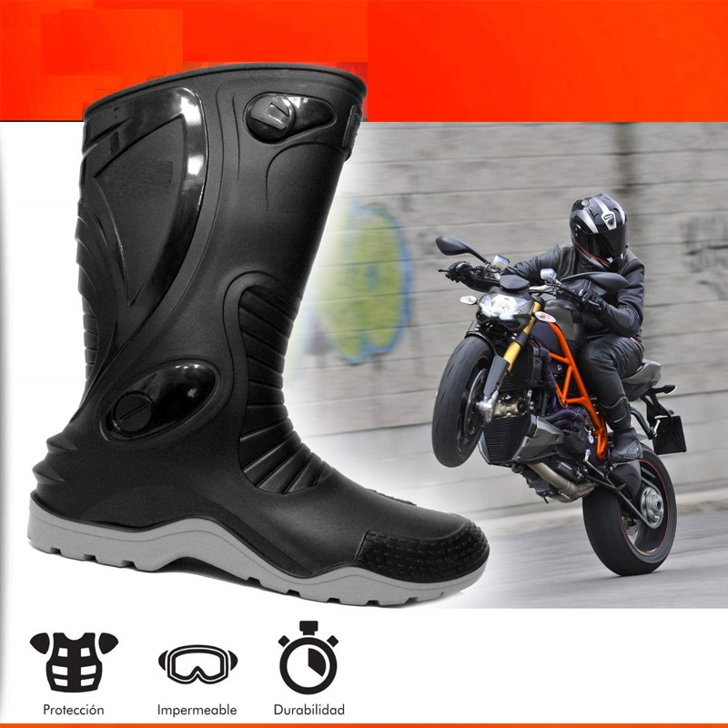 Botas Para Moto 90% Impermeables, Cuero Y Lona, Protección