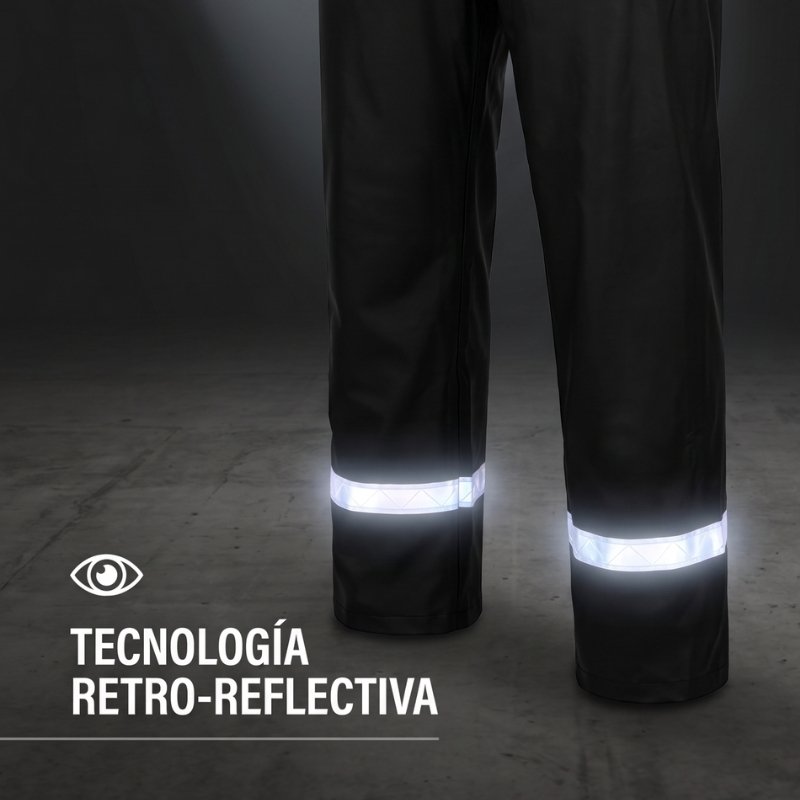 pantalón impermeable moto, pantalón PVC calibre 16, impermeable termosellado, ropa lluvia motociclista, pantalón reflectivo moto, impermeable sin costuras, protección lluvia moto