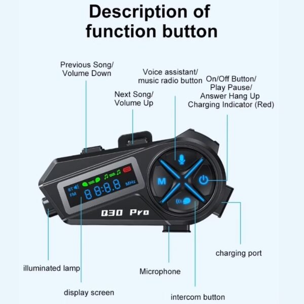 Intercomunicador Q30 Pro Radio Fm