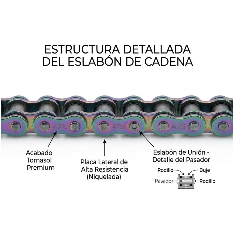 Cadena Reforzada para Moto Jill Pzt 428H - 132L Tornasol