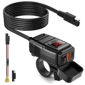 Cargador Moto Dual USB + Tipo C con Voltímetro Carga Rapida 18 W – 30 W DH25-1102