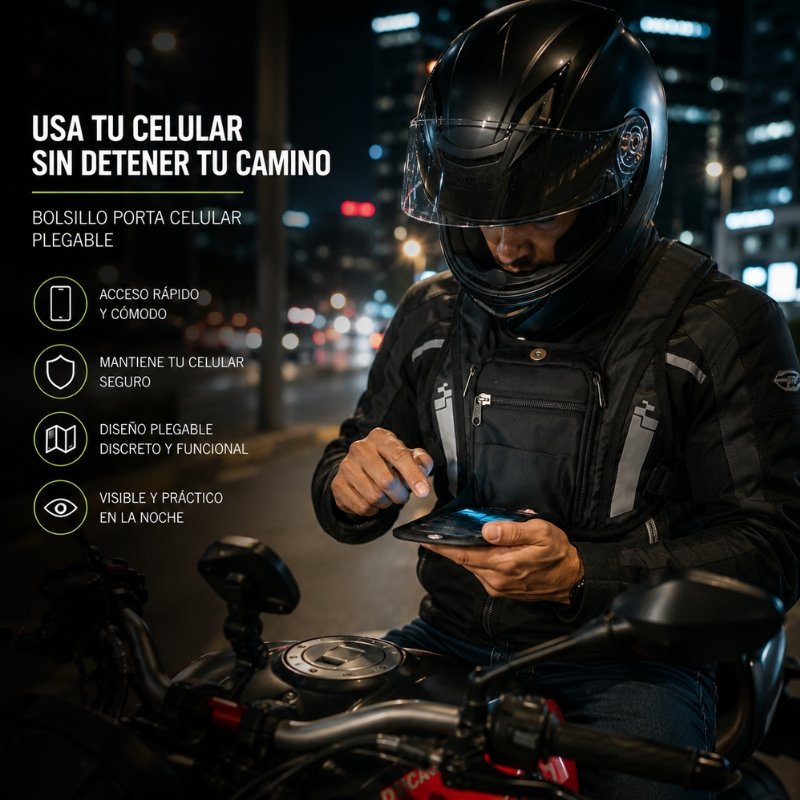 Chaleco Reflectivo Pechera Porta Celular Plegable